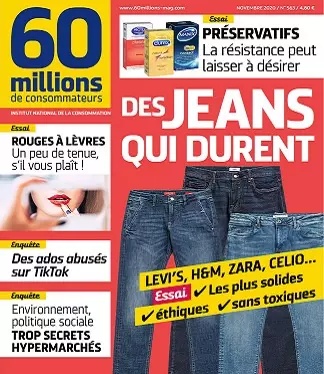 60 Millions De Consommateurs N°563 – Novembre 2020  [Magazines]